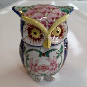 Vintage Cloisonne Enamel Owl Figurine